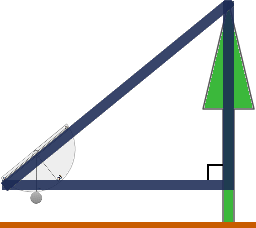 Simulated measuring of distance between observer and tree and angle of inclination to the tree-top